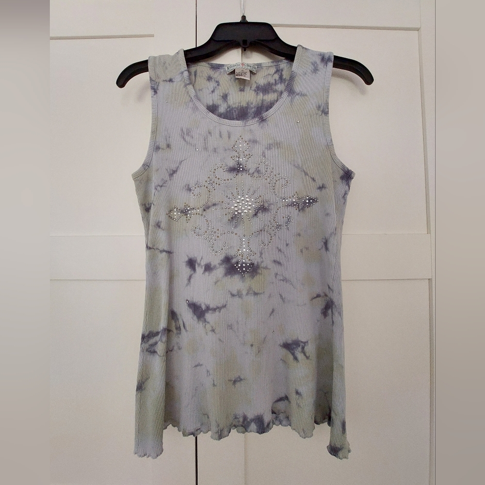 Women's/Junior's Tie Dye Bedazzled Tank Top